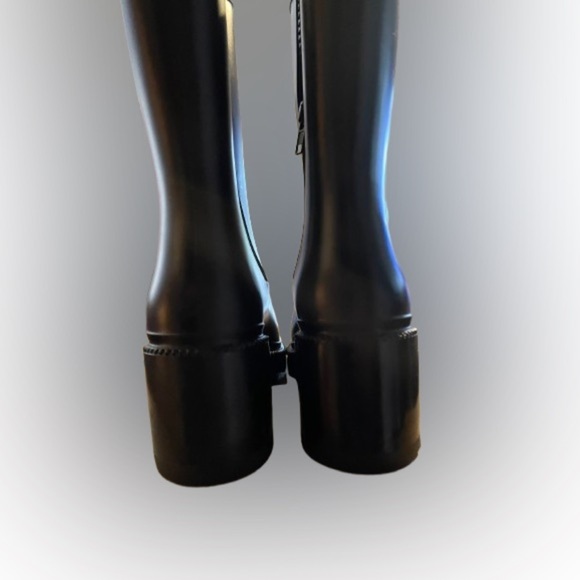 INC rubber boots, sz 9, black, 2 and 3/4" block heel, half calf!​ - Picture 6 of 13